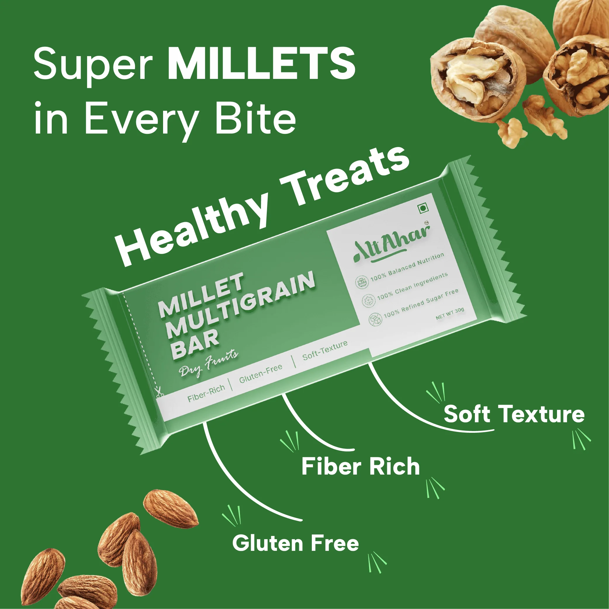 Millet Multigrain Bars - Dry Fruits, Almonds & Walnuts (Pack of 6) - Image 6